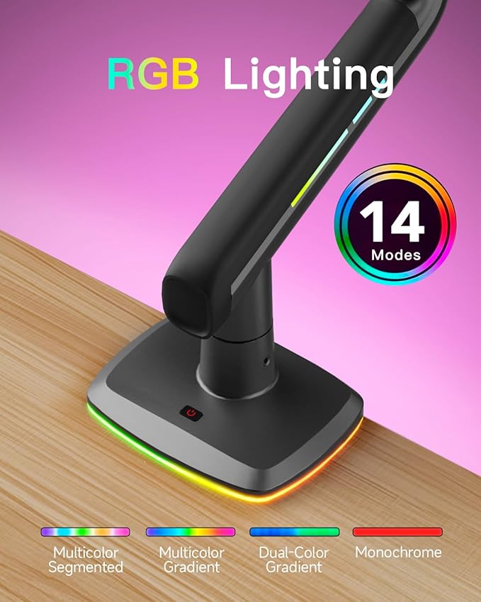 NB Gaming Monitor Arm or for 32 to 60 Inches Screen, Load up to 20 kg, VESA 75/100, RGB-Light, Heavy Duty, Multi Angle Adjustable, Premium Aluminum, Yellow