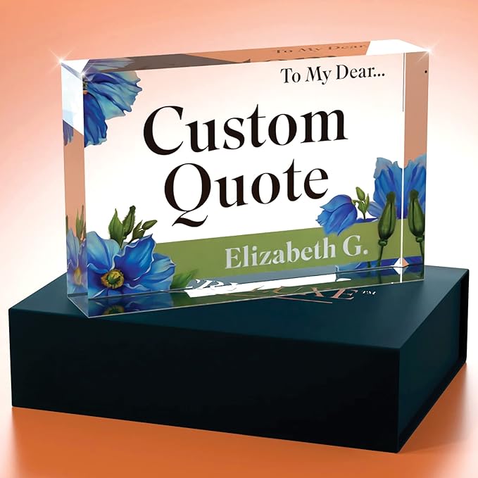 Custom Acrylic Sign Personalized, Custom Desk Name Plate, 18 Styles, (4"x6"), With Gift Box, USA Made by Acryluxe. (Meconopsis)