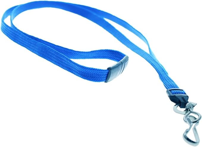 Specialist ID Bulk 100 Pack - Premium Flat Breakaway Lanyards for ID Badges & Badge Holders - 3/8" Wide Woven Safety Lanyard with Metal Swivel Hook for Teachers, Students, Cruise, Office (Royal Blue)