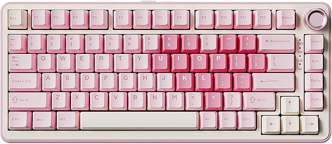 YUNZII B75 PRO Wireless Mechanical Keyboard,75% Layout with Knob,Hot Swap Gasket Custom Structure,Creamy Pre-lubed Switches,RGB Backlit,Bluetooth/Type-C/2.4G for Win/Mac(Milk Switch,Pink)