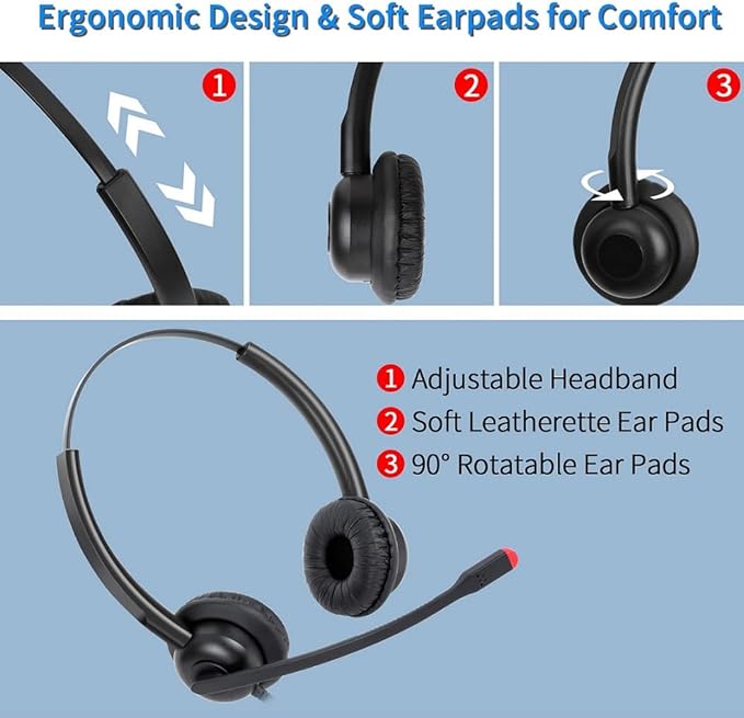USB Headset with Mic for PC Computer Laptop Headphones with Noise Cancelling Microphone in-line Control for Home Office Online Class Teams Zoom