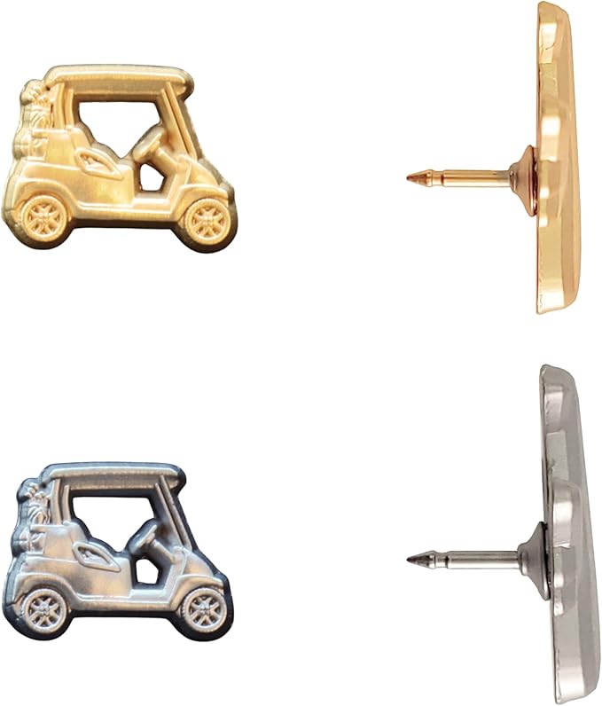 Golf Cart Push Pins - Silver Golf Cart Map Pins for Cork Boards, Maps, or Lapel Use - Designed in USA - Set of 20
