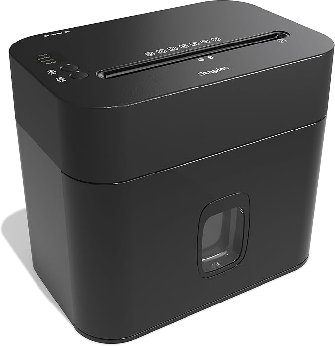 Staples 12-Sheet Micro-Cut Shredder – Compact High-Security Shredder for Home & Office, Destroys Paper & Credit Cards