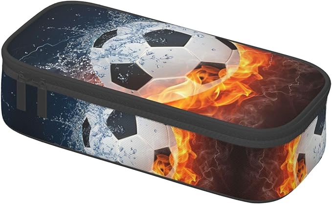 Soccer Ball Cool Sport Pencil Case Big Capacity Storage Pencil Pouch Stationery Bags With Zipper Portable Pen Holder Box Organizer For Boys Girls Teens Student College School Office Supplies