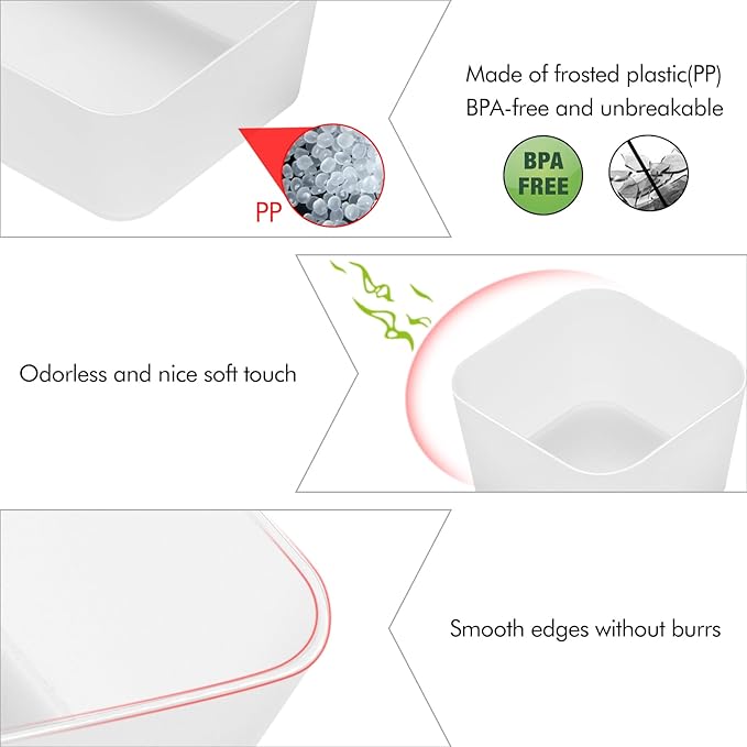 Poeland 10 Pcs Drawer Organizer Tray Storage Box for Bedroom Dresser Bathroom Kitchen, Frosted