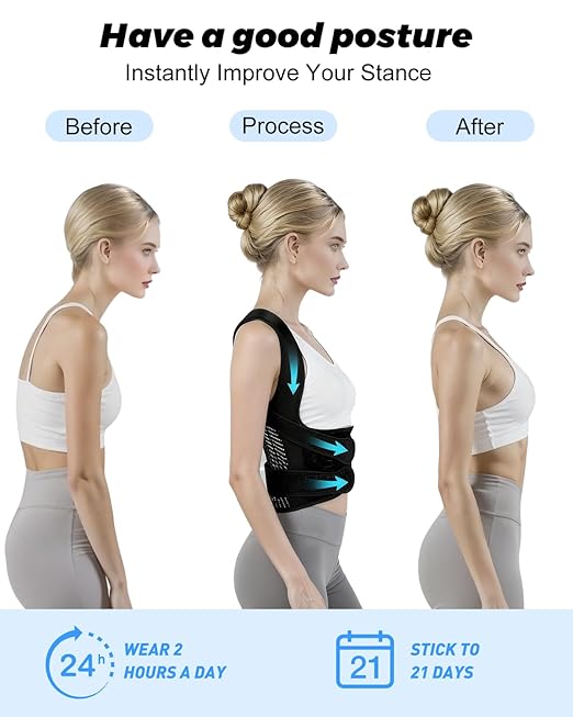 Back Support Brace Posture Corrector for Women and Men,Upgraded Full Back Brace Support, Upper and Lower Back Pain Relief - Scoliosis, Hunchback, Hump, Thoracic, Spine Corrector,Size M
