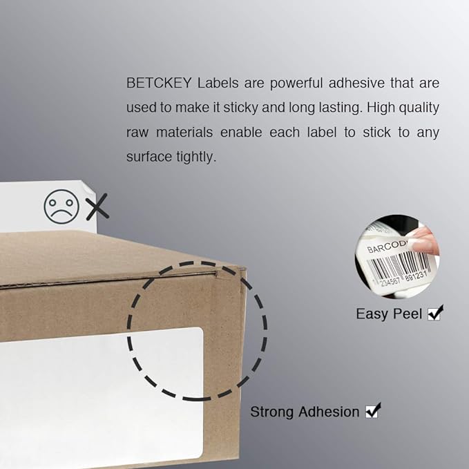 BETCKEY - 2" x 2" (51 mm x 51 mm) Square Labels Compatible with Zebra & Rollo Label Printer,Premium Adhesive & Perforated [10 Rolls, 7500 Labels]