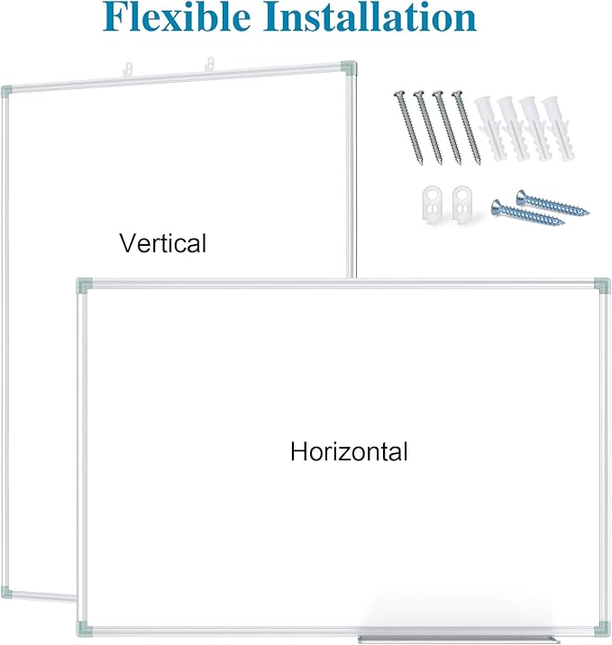 Lockways White Board Dry Erase Board 36 x 24 Inch, Magnetic Whiteboard 3 x 2, Silver Aluminium Frame for School Office and Home