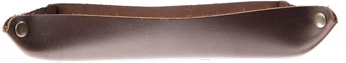 USA Handmade Premium Leather Valet Tray, Folds Flat! Dice Rolling Basket and Organizer With Brass Rivets (Dark Walnut Brown, XL)