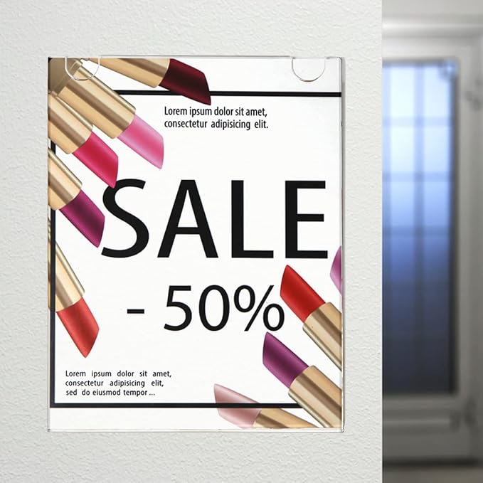 NIUBEE 12-Packs Acrylic Wall Sign Holder 8.5x11 Horizontal, Clear Plastic Picture Frames , Wall Mounted Design.