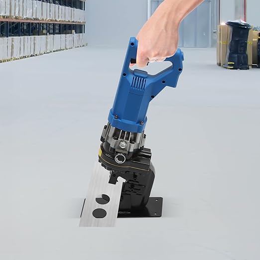 1600W Electric Hydraulic Hole Puncher, Steel Punch Machine with Impact Head 5 Set Dies and Knob Pressure Relief Valve, Portable Punching Machine for Iron Copper Aluminum Plate Angle Steel