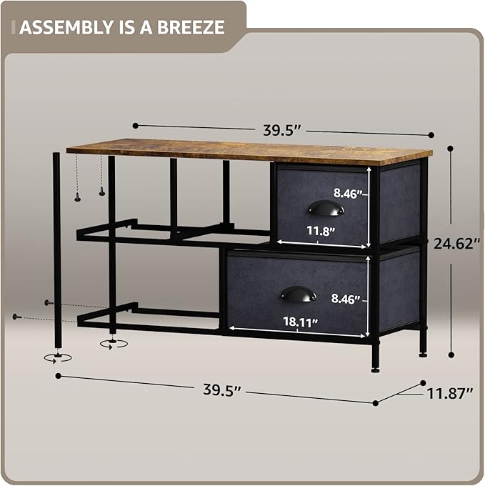 Sorbus Dresser with 5 Drawers - Storage Chest Organizer Unit with Steel Frame, Wood Top, Easy Pull Fabric Bins - Long Wide TV Stand for Bedroom Furniture, Hallway, Closet & Office Organization
