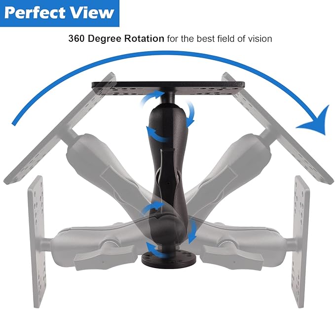 Aluminum Fish Finder Mount with 1.5" / C Size Ball, Medium Arm Marine Electronic/Depth Finder Mount for Boat/Kayak/Fishing, Kayak Accessories, Compatible with Garmin, Lowrance, Humminbird