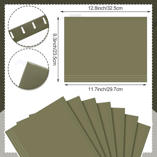 24 Hanging File Folder with Acrylic Organizer for Letter/a4 Size Desktop Clear File Storage Box with Handles for Home Work Office Use (Green,Classic)