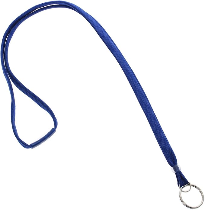 Specialist ID Bulk 100 Pack - Heavy Duty Breakaway Lanyards for Keys and ID Badges with Key Chain Split Ring - Break-Away Clasp and Keychain Keyring/Badge Holder Attachment (Royal Blue)…