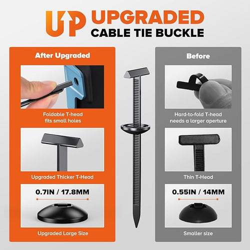 100PCS Upgrade 3D Easy to Fold T Head Nylon Universal Cable Tie Buckle,Grip Auto Zip Tie Buckles, Automotive Zipper Clips Self-Locking UV-Resistant Fasteners for Car Fender Trunk Bumper Repair