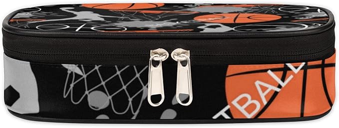 Pardick Sport Basketball Big Capacity Pencil Pen Case Basketball Print Large Pencil Pouch with Zipper Compartments Pencil Bag for Boys Girls Adults Student Office School Supplies