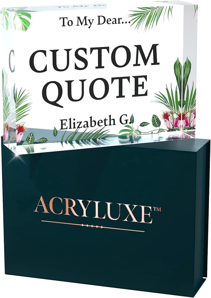 Personalized Gifts, Custom Quote Block Letter Board,Crystal-Clear Acrylic with Gift Box,17 Styles, Holiday and Christmas Gift for Mom, Dad, Girlfriend, Him or Her, Husband, Wife (5"x7, Garden)