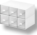 Desktop Drawers, Desk Organizer with 6 Drawers, Stackable Plastic Storage Box for Home Collection, Cosmetics, Office Supplies (2 Tall Layers, White)