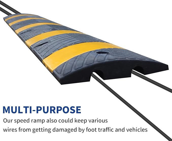 BESEA 6Feet Rubber Speed Bump, 72" x 12" x 2" Heavy Duty Speed Bump Cable Protector Ramp for Driveway, Road Parking, Garage, Parking Lot, Warehouse(2 Packs)