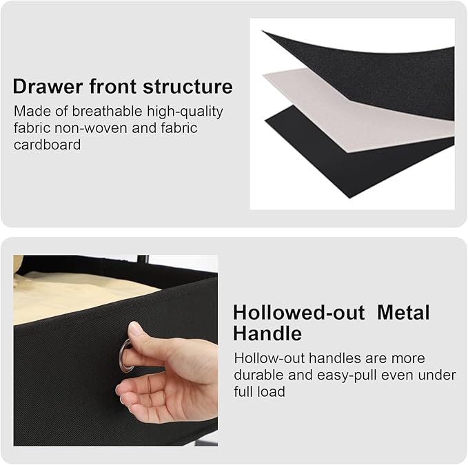 HAITRAL Fabric Storage Chest, Drawer Clothes Organizer - 4 Drawers Storage Organizer Unit for Closet, Easy Assembly Closet Dresser for Dorm, Bedroom, Hallway, Storage Bins (Black)