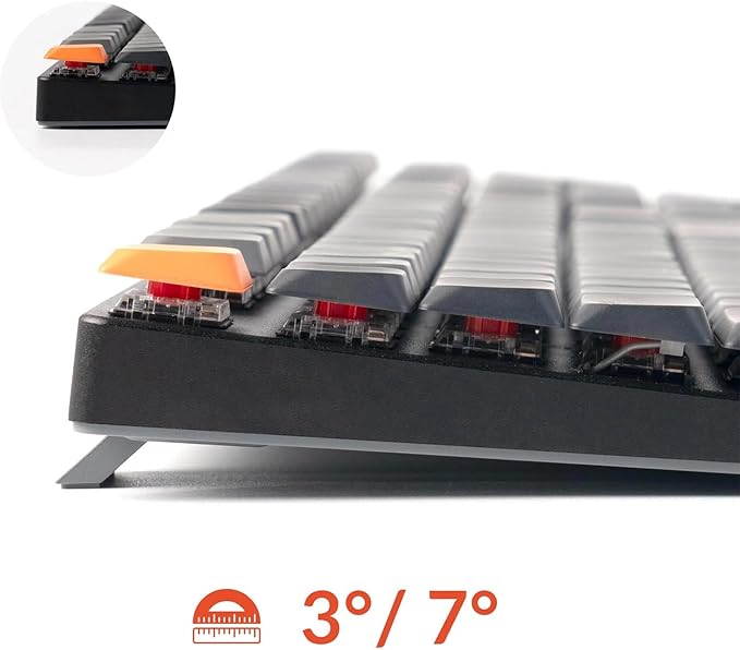 Keychron K5 QMK Ultra-Slim Full Size Layout Wireless Mechanical Gaming Keyboard, 104 Keys with Red Switch, White LED Backlight Rechargeable Wired Bluetooth Keyboard for Mac/Windows, Version 2