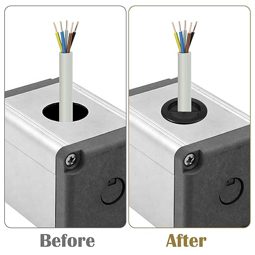 6pcs Desk Cord Hole Cover, Desk Grommet for 1-1/2" Drill Hole, Rubber Grommet for Wiring, Firewall Rubbers Grommets for Wire Protection, Black