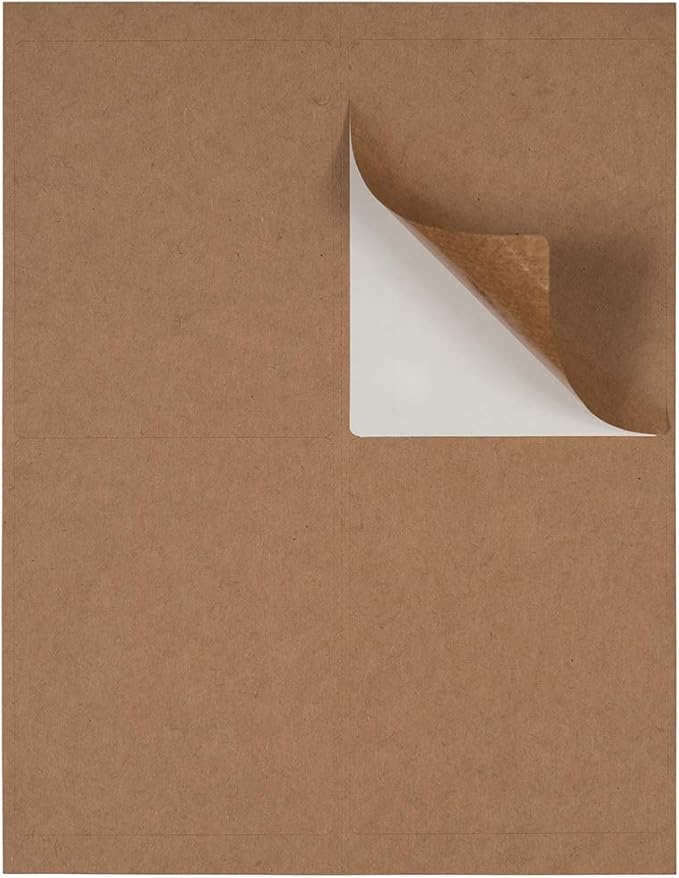 JAM PAPER Shipping Address Labels - 4 x 5 - Quarter Page/Extra Large - Brown Kraft - 120/Pack
