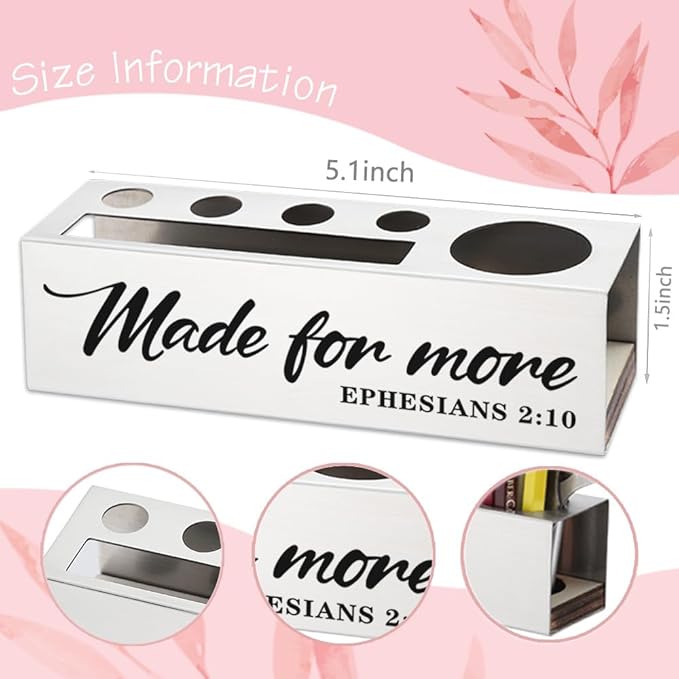 Inspirational Bible Verse Pen Holder, Christian Desk Organizer with Ephesians 2:10, Faith Based Gifts for Women, Religious Office Decor for Coworkers, Friends, Christian Pencil Holder YCP80