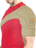 Sparthos Shoulder Brace - Support Sleeve for Torn Rotator Cuff, AC Joint Pain Relief - Arm Immobilizer Wrap, Ice Pack Pocket, Stability Strap, Dislocated Sholder - for Men and Women - Beige UNI
