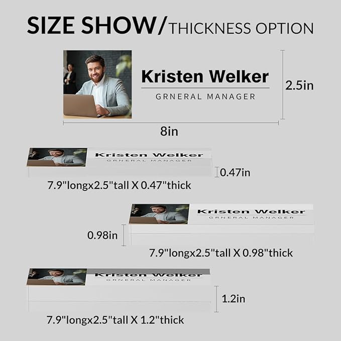 Personalized Custom Name Plates on Acrylic Glass, Office Desk Decor, Personalized Office Gift for Boss Coworkers (Watercolor Flowers)