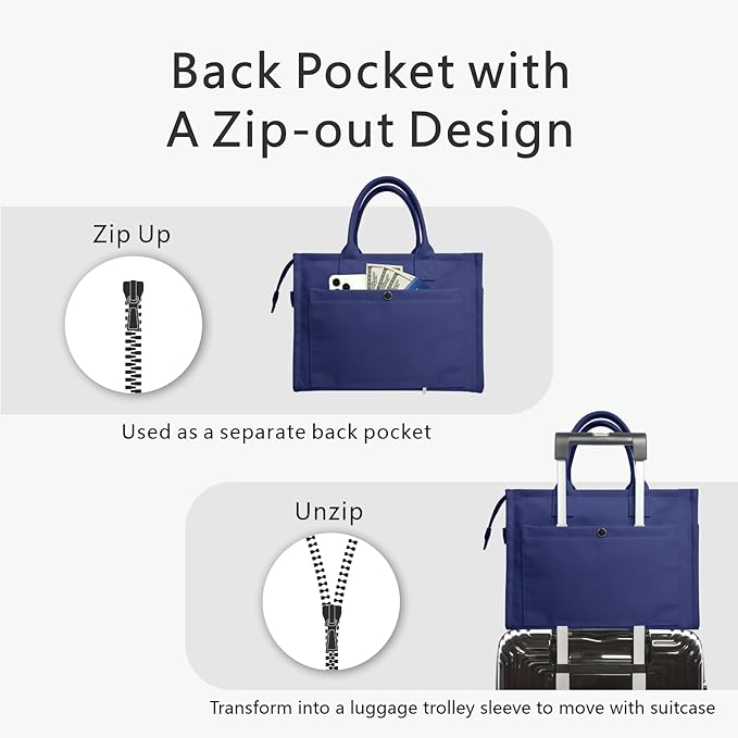 TOPDesign Heavy-Duty Canvas Tote Bag for Women, Adjustable Crossbody/Shoulder Handbag with 9 Pockets, Everything Tote