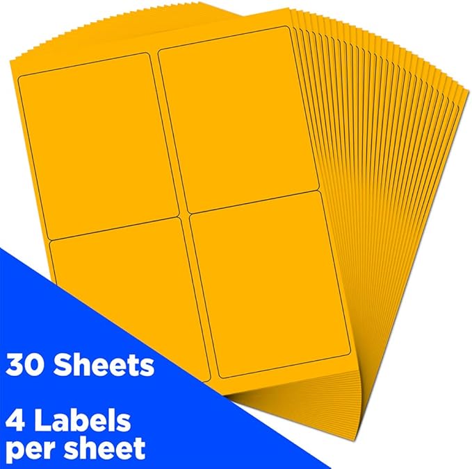 JAM Paper Mailing Address Labels - Extra Large - 4" x 5" - Neon Fluorescent Orange - 120/pack