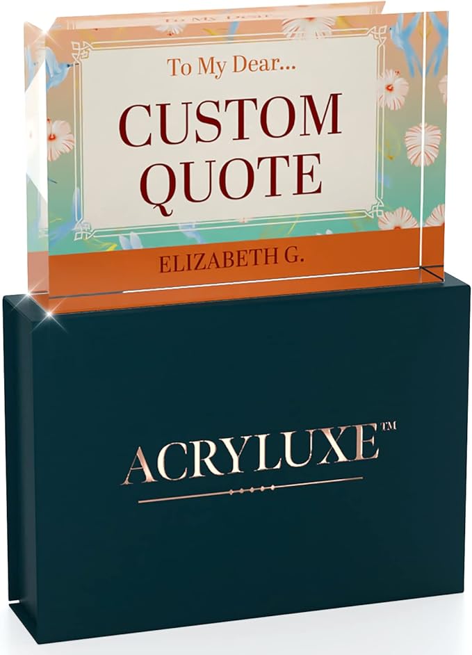 Personalized Gifts, Custom Quote Block Letter Board,Crystal-Clear Acrylic with Gift Box,17 Styles, Holiday and Christmas Gift for Mom, Dad, Girlfriend, Him or Her, Husband, Wife (4"x6", Flora)