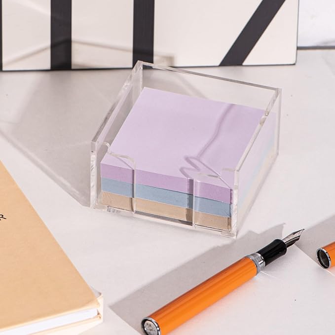 Acrylic Sticky Note Holder Self Stick Note Pad Holder for Classroom Office Desk Organizer