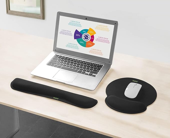 Ergonomic Mouse Pad with Wrist Rest Premium Memory Foam Keyboard and Mouse Wrist Rest Pads Set- for Comfortable Typing &Wrist Pain Relief (Pack of 4)