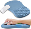 Ergonomic Mouse Pad Wrist Support with Memory Foam Massage Bulge, Carpal Tunnel Pain Relief Mousepad Wrist Rest for Mouse(12x8 inch, Lake Blue)