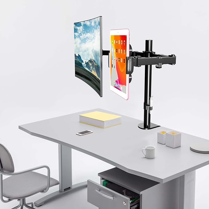 Pholiten Universal VESA Mount Adapter for Tablets, 2-in-1 Laptops, & 15.6 inch Portable Monitors, VESA 100x100, Adjustable Laptop Holder, Extend to 7.68-10 inch