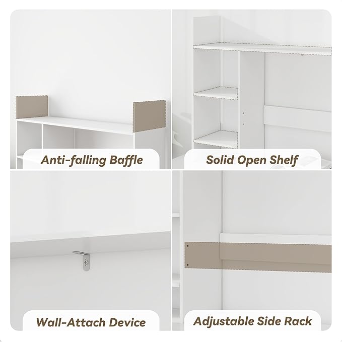 Desktop Bookshelf, 4 Tier Wooden Desk Storage Hutch, 37.4'' Desk Shelf Organizer with 3 Shelves, Small Bookshelf Storage Shelves, Display Shelf for Top of Desk, College Dorm, Office, Home