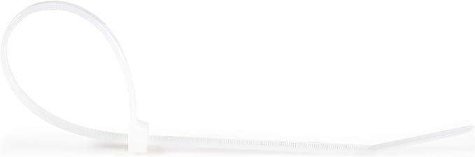 StarTech.com 8"(20cm) Cable Ties - 1/8"(4mm) Wide, 2-1/8"(55mm) Bundle Diameter, 50lb(22kg) Tensile Strength, Nylon Self Locking Zip Ties with Curved Tip - 94V-2/UL Listed, 100 Pack - White, TAA