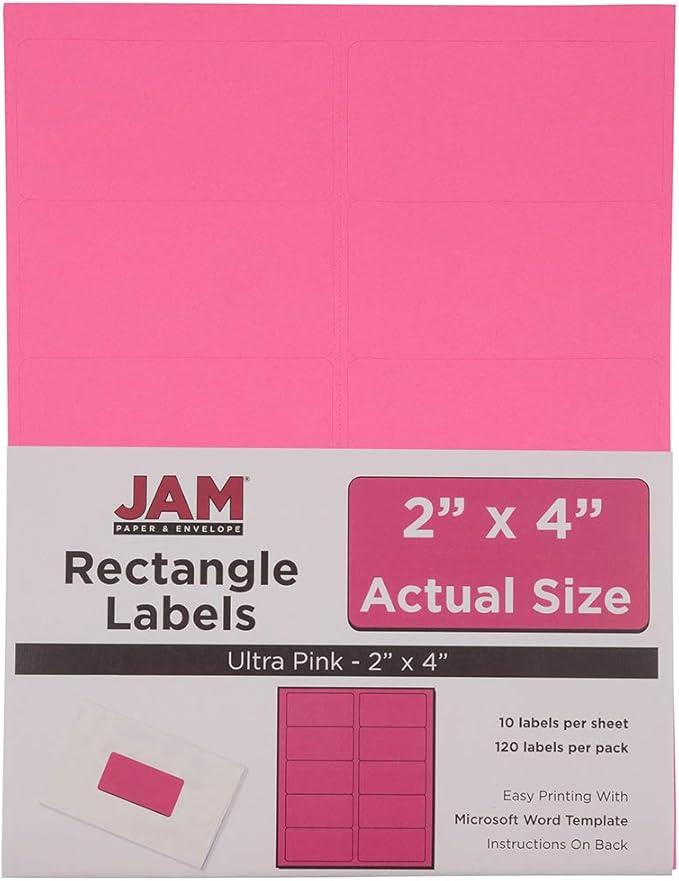 JAM PAPER Shipping Address Labels - Standard Mailing - 2 x 4 - Ultra Pink - 120/Pack