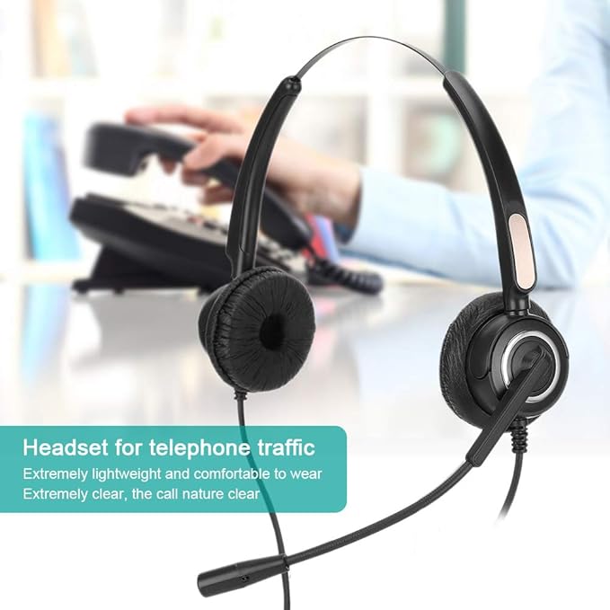 510D USB Computer Headset, Telephone Operator Headphone with Adjustable Microphone, Noise Cancelling USB Earphone for Call Center, Office, Soft Memory Foam Ear Cushion, Durable Met
