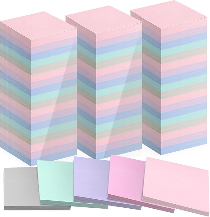 Fainne 120 Pack Sticky Notes Bulk 3 x 3 inch Self Stick Note Pads Multicolor Paper Memo for Office School Supplies Student Teacher Classroom Back to School Essentials, 50 Sheet/Pad(Cute Color)