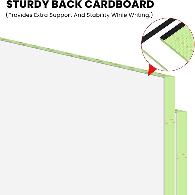 2pcs Legal Pads 8.5 x 11,Notepads 8.5 x 11 Inch, 30 Sheets/Pack, Green Note Pads Clear Print Writing Pads of Paper, Perforate Wide Ruled Lined with Sturdy Back for Office, Business & School Supplies