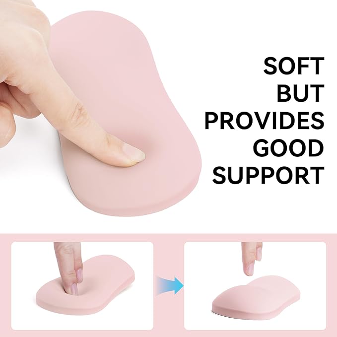 MOSISO Wrist Rest Silicone Ergonomic Air Cushion Mouse Support Pad, Keyboard Mouse Wrist Support for Typing, Gaming Pain Relief Pad Wrist Cushion for Computer, Laptop, Home & Office, Pink