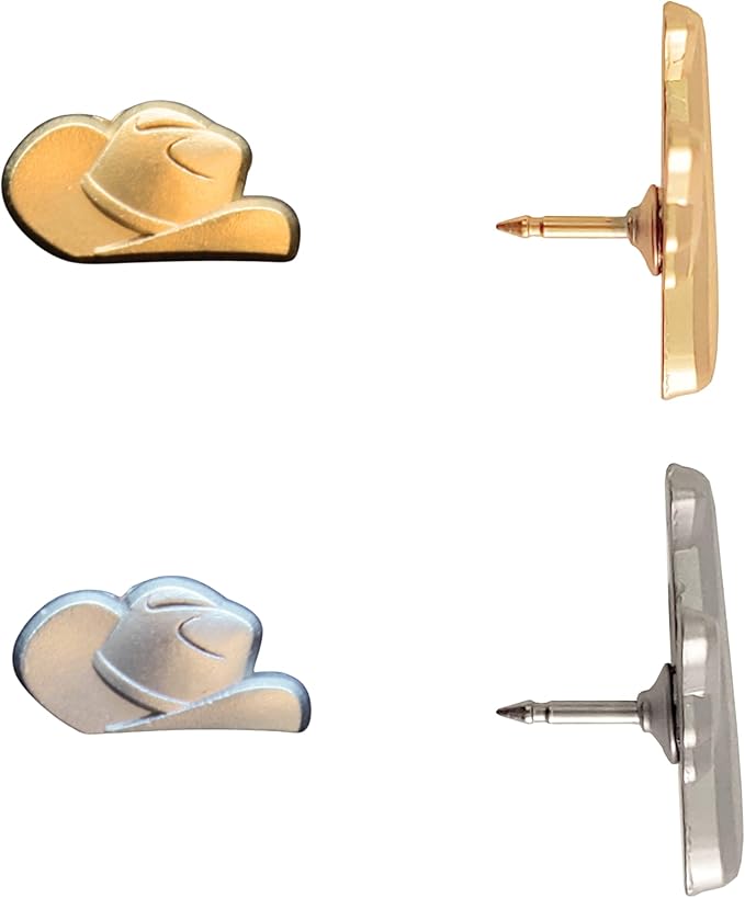 Cowboy Hat Push Pins - Silver Cowboy Hat Map Pins for Cork Boards, Maps, or Lapel Use - Designed in USA - Set of 20