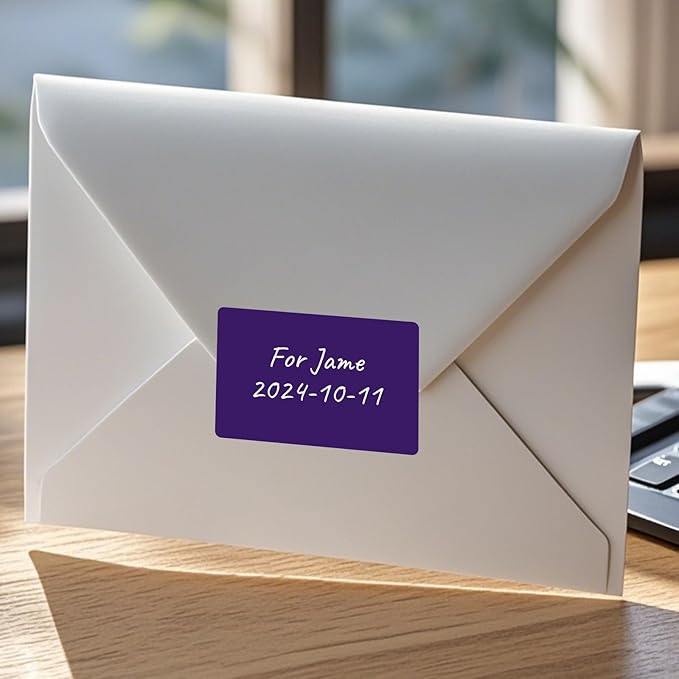 FINDAT Rectangle Label Stickers 3×2 Inch Vinyl Removable Purple Sticker Waterproof Writable File Folder Moving Labels for Boxes Home Office Labeling 40 PCS