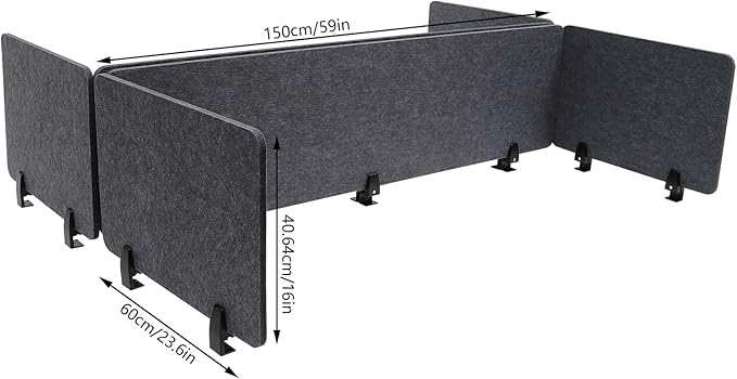 Desk Divider,Modern Stand Up Desk Store Focus Raw Clamp-On Acoustic Desk Divider Mounted Privacy Panel,Sound Blocking Desk Divider,Desktop Mounting (59inx16in)