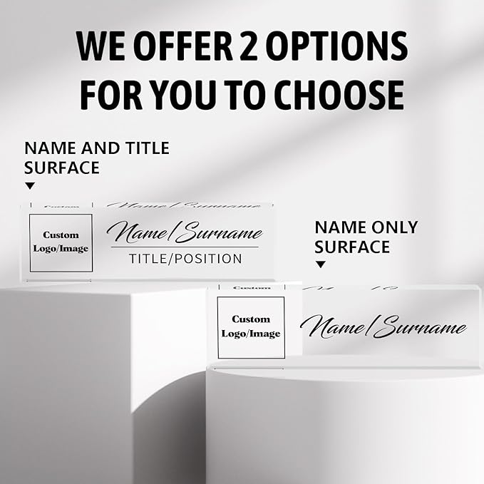 Name Plate for Desk, Custom Logo Desk Name Plate Personalized, Custom Acrylic Name Plate for Office Desk Decor, Employee Appreciation Gifts The Office Gifts for Men and Women with Image and Text