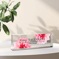 Personalized Desk Name Plate for Her, Custom Acrylic Name Plate, Boss Coworker Gift, Promotion Gifts, Office Decor Desk Plaque (Peach Blossom) 731